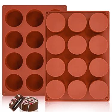 Imagem de JOERSH Molde de silicone de cilindro, pacote com 3 moldes de Oreo Moldes de chocolate Molde de biscoito redondo molde de silicone para sabonete Chocolate Cookie Jello Sobremesas