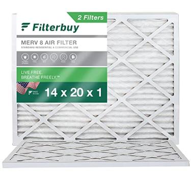 Imagem de Filterbuy Filtro de ar MERV 8 14x20x1 Defesa contra poeira (pacote com 2), substituição de filtros de ar de forno HVAC plissado HVAC (tamanho real: 33,50 x 19,50 x 0,75 polegadas)