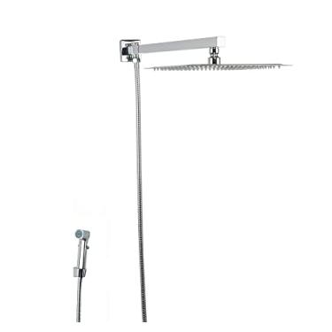 Imagem de Ducha Chuveiro Inox 25 Cm Quadrado Com Desviador E Ducha De Mão