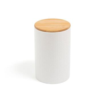 Imagem de Pote zig zag dolomita com tampa de bambu grande 1,5l - Oikos