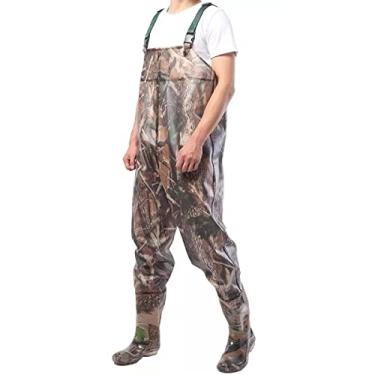 Imagem de Jardineira Macacão Caça Pesca Impermeável Bota Pvc Acoplada (41, Camuflado)