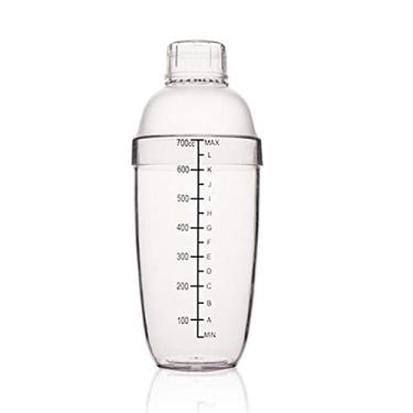 Imagem de FEOOWV Coqueteleira de plástico, misturador de bebidas à mão, copo de chás, balas, ferramenta de barra transparente (700 cc)