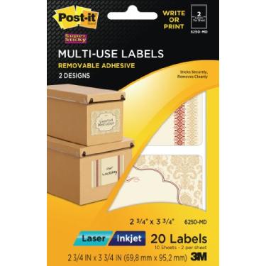 Imagem de Post-it Etiquetas multiuso da série designer, 2 desenhos, laser/jato de tinta, 6,3 x 9,5 cm, 10 folhas por pacote (6250-MD)