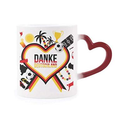 Imagem de Caneca sensível ao calor com bandeira de futebol da Alemanha com estampa de cultura vermelha que muda de cor