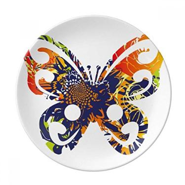 Imagem de Flores em placa de borboleta decorativa de porcelana salver louça de jantar