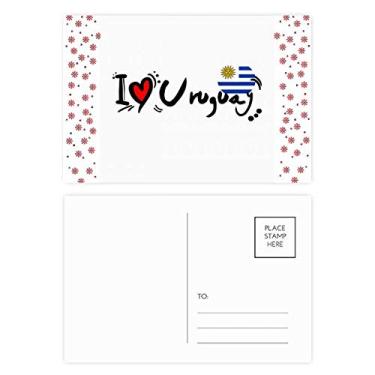 Imagem de I Love Uruguay Bandeira da Palavra Love Ilustração de Coração Natal Flor Celebração Cartão Postal Cartão Bênção