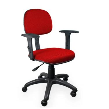 Imagem de Cadeira de Escritório Secretária Giratória com braço regulável Gatilho Tecido — Qualiflex (Vermelho)