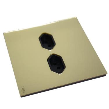 Imagem de TOMADA DUPLA TOK GLASS DOURADO 4X4