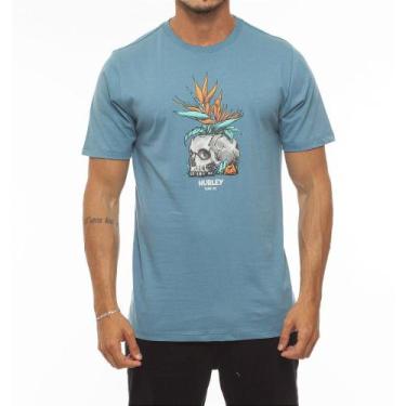 Imagem de Camiseta Hurley Skull Flower Wt23 Masculina Azul
