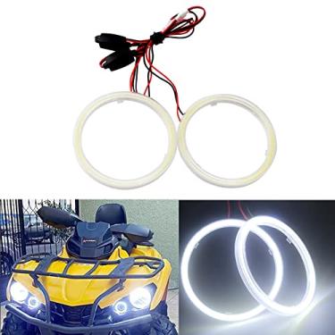 Imagem de Qasim 1 par branco 110 mm 81SMD COB LED Halo Ring Angel Eyes Farol LED com cobertura de abajur 12V 24V