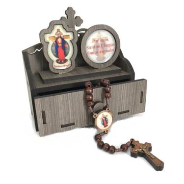 Imagem de Terço Maria Passa Na Frente Cristais Facetados Azul