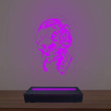 Imagem de Luminária Led 3d Caveira Abajur Luxo