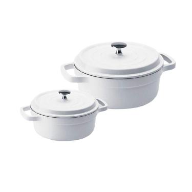 Imagem de Kit Conjunto Caçarola Hercules Revestimento Ceramico Indução Branca 3L + 6,8L