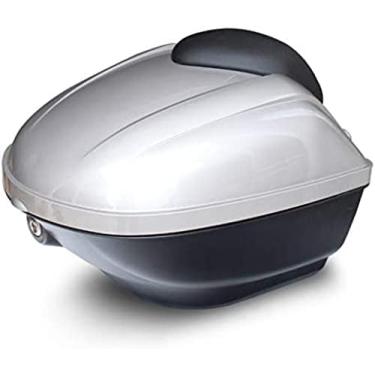Imagem de Bagagem universal do porta-malas do scooter da caixa superior do capacete da motocicleta com encosto engrossado-forte e resistente a quedas, prata, 38x42x34cm