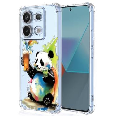 Imagem de XINYEXIN Capa transparente para Motorola Moto G04, fina à prova de choque TPU bumper capa de telefone transparente padrão fofo, arte legal colorida grafite série - panda