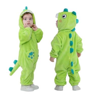 Imagem de TONWHAR Body de animal para bebês meninos e meninas macacão infantil macacão fantasia de Halloween roupa de festa, Dinossauro verde-claro, 18-24 Months/Height:32"-35"