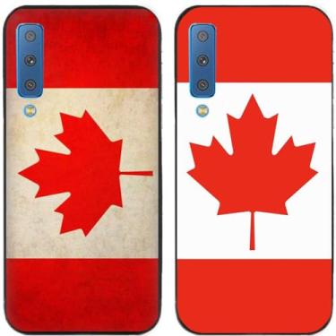 Imagem de 2 peças retrô bandeira do Canadá impressa TPU gel silicone capa de telefone traseira para Samsung Galaxy (Galaxy A7 2018)