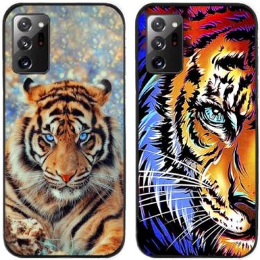 Imagem de 2 peças Cool Tiger King impresso TPU gel silicone capa de telefone traseira para Samsung Galaxy todas as séries (Galaxy Note 20 Ultra)