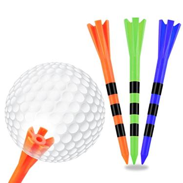 Imagem de 2thpart Camisetas de golfe de plástico com 5 pontas, camisetas de golfe de 9,5 cm, pacote inquebrável com 60, listras pretas, laranja, verde, azul, camisetas de golfe
