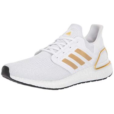 Imagem de adidas Tênis de corrida feminino Ultraboost 20, Branco/dourado metálico/preto, 6