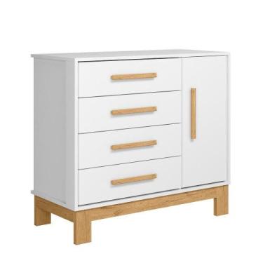 Imagem de Cômoda Sap. 1Pt/4Gav Q Encanto Slim Branco 4355 - Qmovi - LM DECOR