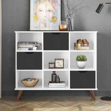 Imagem de Nicho Organizador Retro Branco Com 3 Gavetas Pretas Qmovi Móveis - LM 