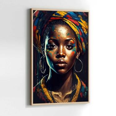 Imagem de Quadros Decorativos com com Moldura Mulher Africana Preta Dourado Vert