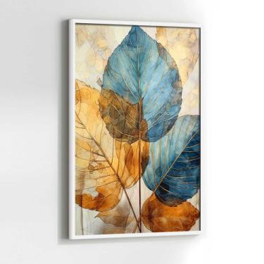 Imagem de Quadros Decorativos com com Moldura Folhas abstrato Moderno Lindo Vert