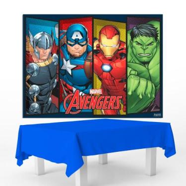 Imagem de Kit Festa Vingadores Decora Painel TNT + Toalha de mesa azul - Piffer-