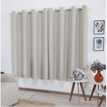 Imagem de Cortina Parys 3,00m X 1,70m Bege P/ Varão 2m Sala Quarto J* - Enxovais