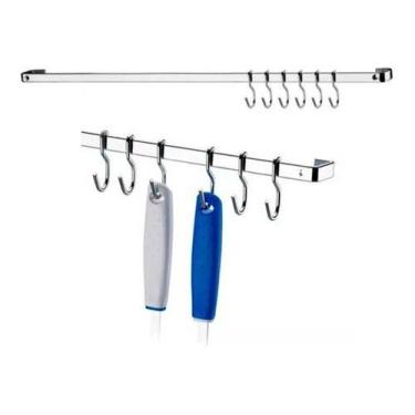 Imagem de Barra Piatina 6 Ganchos 45cm Parede Cozinha Suport Utensílio - Future,