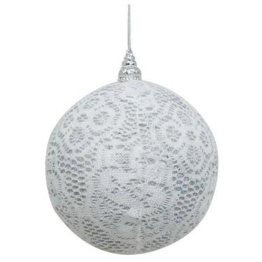 Imagem de Enfeite de Natal Bola Branca Pequena Arvore/Mesa/Porta 08cm - Zona Liv