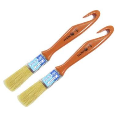 Imagem de Kit 2 Trinchas Tigre 696 3/4 Polegadas Cerda Branca Verniz Stain Madei