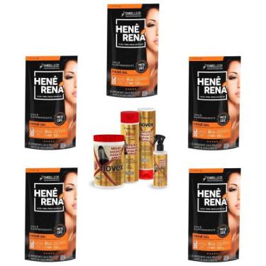 Imagem de Hene Em Gel Rena Preto Cafe 05x180gr Pouch+Brilho Magico Agua de Arroz