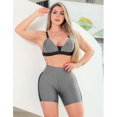 Imagem de Conjunto Feminino Esportivo com Short com Tela nas Laterais e Top com 