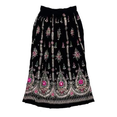 Imagem de Saia Indiana Cigana de Lantejoula - Azul Escuro GG - Neha, G, Preto, R