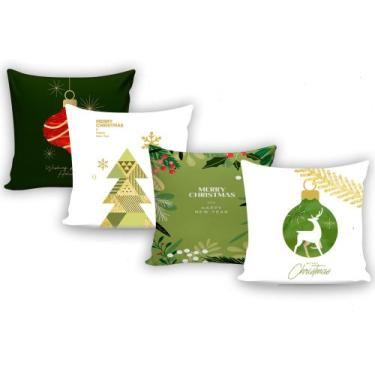 Imagem de Kit 4 Capas para Almofada Natal Decoração Minimalista Merry Christmas 