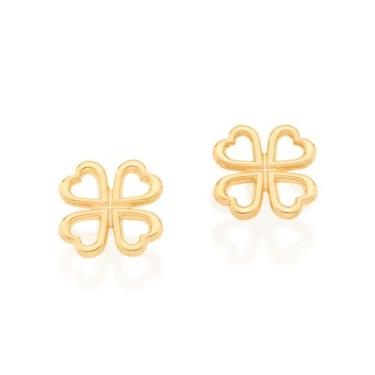 Imagem de Brinco trevo de quatro folhas folheado a ouro 18k/526477 - Rommanel 