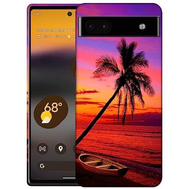 Imagem de SM Cases Capa Google Pixel 6A - Tropical Beach Sunset Design impresso 3D Capa de plástico rígido para Google Pixel 6A (não para Pixel 7A). Branco