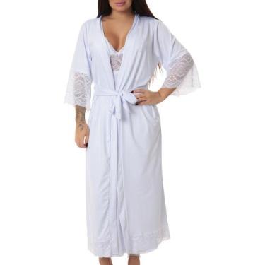 Imagem de Kit Camisola Longa de Amamentação com Robe Longo Maternidade - donna, 