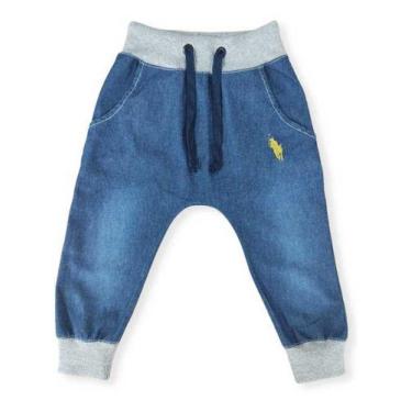 Imagem de Calça Jeans de Bebê e Infantil com Bolsos e Cós regulagem com Cadarço 