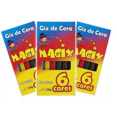 Imagem de Giz de Cera para Colorir 24g - 06 unidades - Magix - Rizzo Embalagens 