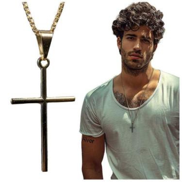Imagem de Colar veneziana com pingente de Cruz banhado a ouro 18k - Riveor