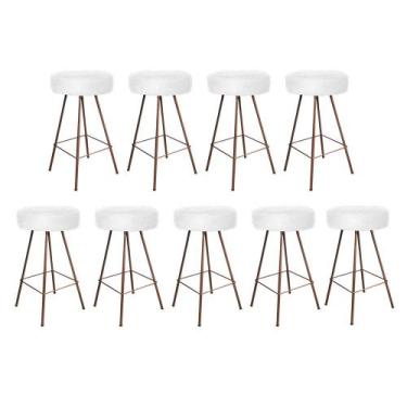 Imagem de Kit 09 Banqueta Alta Laisa Industrial Redonda Cozinha Bar Balcão Bistr