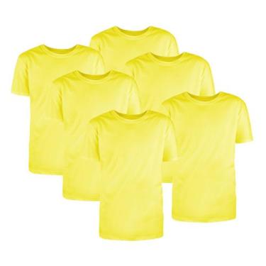 Imagem de Kit com 6 Camisetas Básicas Algodão Amarela Tamanho GG - Mc Clothing