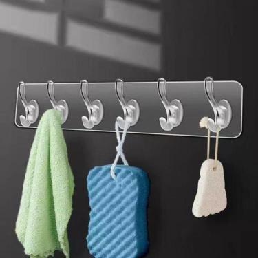 Imagem de Cabideiro Multiuso Porta Chaves 6 ganchos sem furos - Yaay