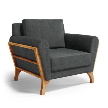 Imagem de Poltrona Sabrina De Madeira Maciça Com Almofada  - Mais Lar Decor, Lin