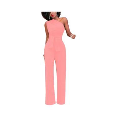 Imagem de Macacão Feminino Sexy - Um Ombro, Sem Mangas, Perna Larga, Bodycon (Br