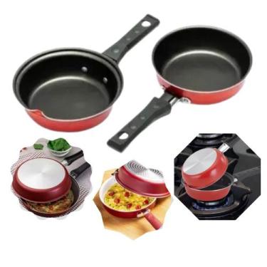 Imagem de Frigideira Antiaderente Dupla Omeleteira Hamburgueira 14 cm - Nacional