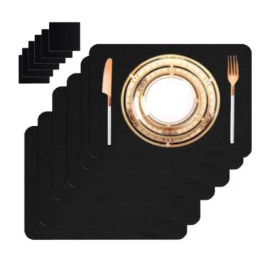 Imagem de Jogo Americano Sousplat Retangular 10 pçs Limpa Facil couro - GENERTOY